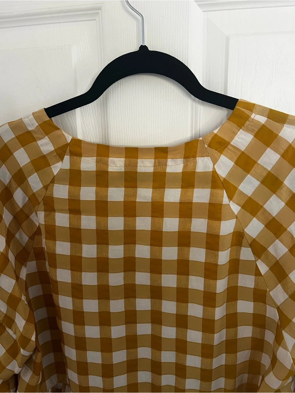 Anthropologie‎ Maeve Mustard and White Gingham Top